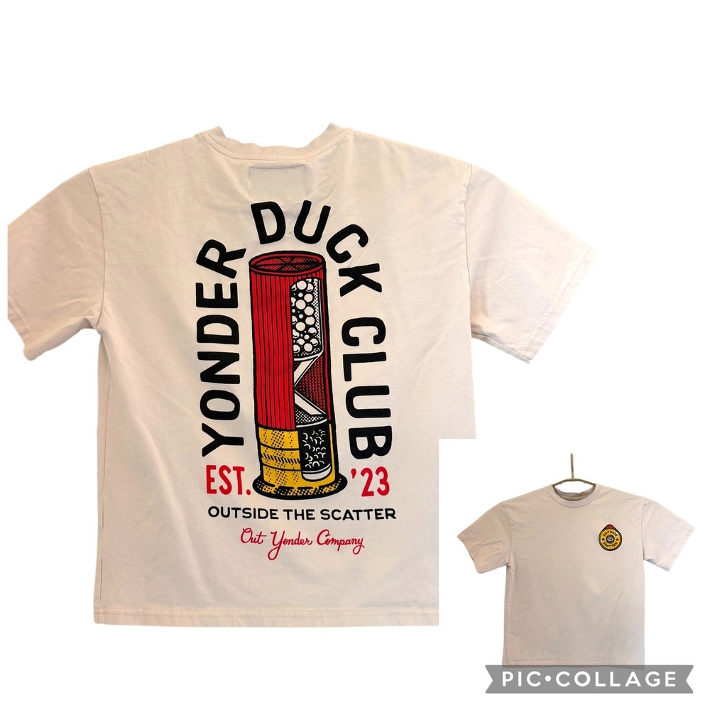Out Yonder Company Mens Small Duck Club Shotgun Shell Graphic T-Shirt Cream READ